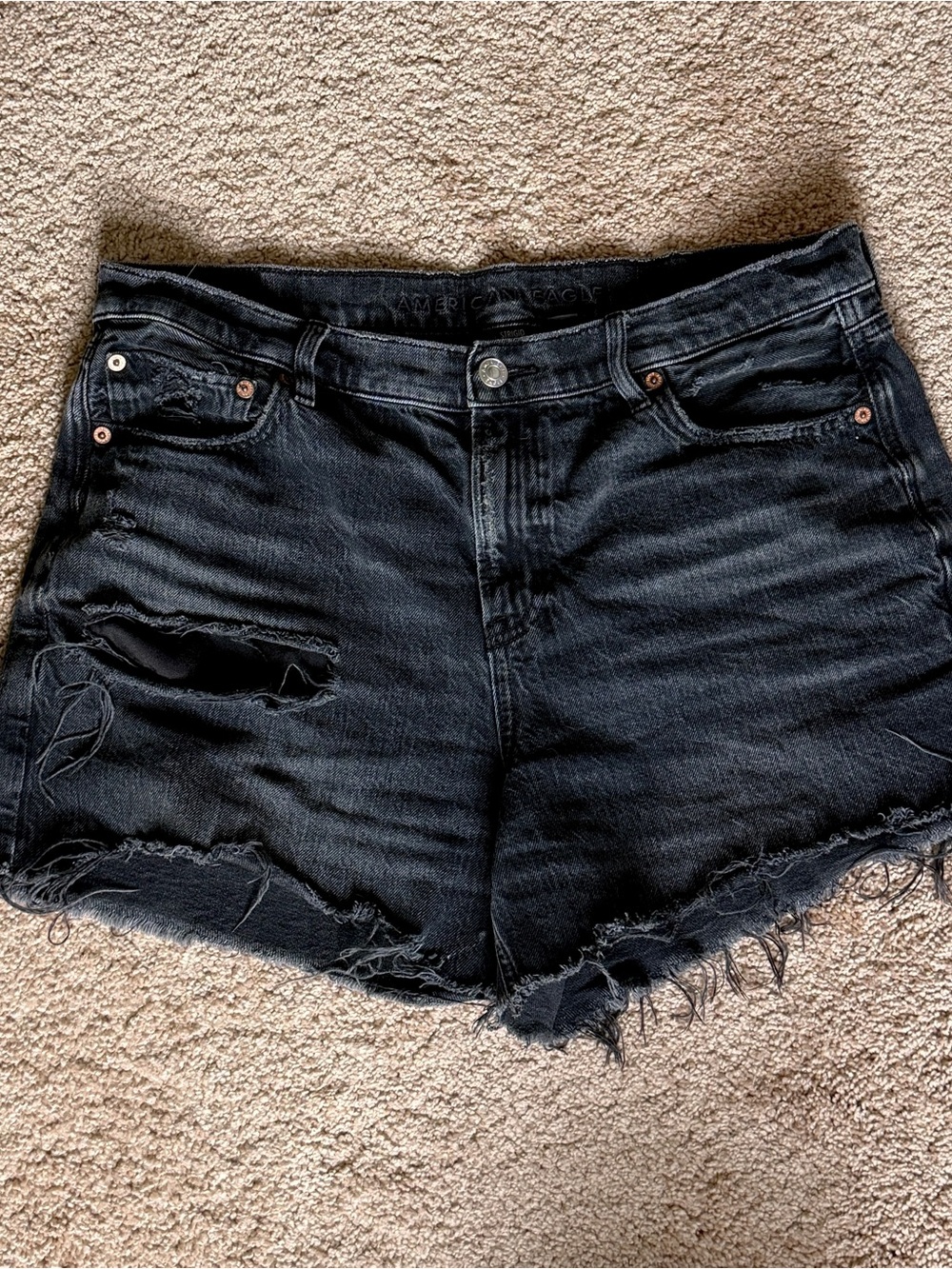American Eagle Outfitters Black Distressed Cutoff Jean Shorts